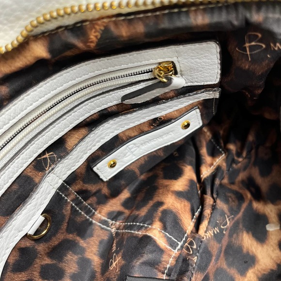 B. Makowsky White Leather Satchel Handbag - Picture 9 of 11